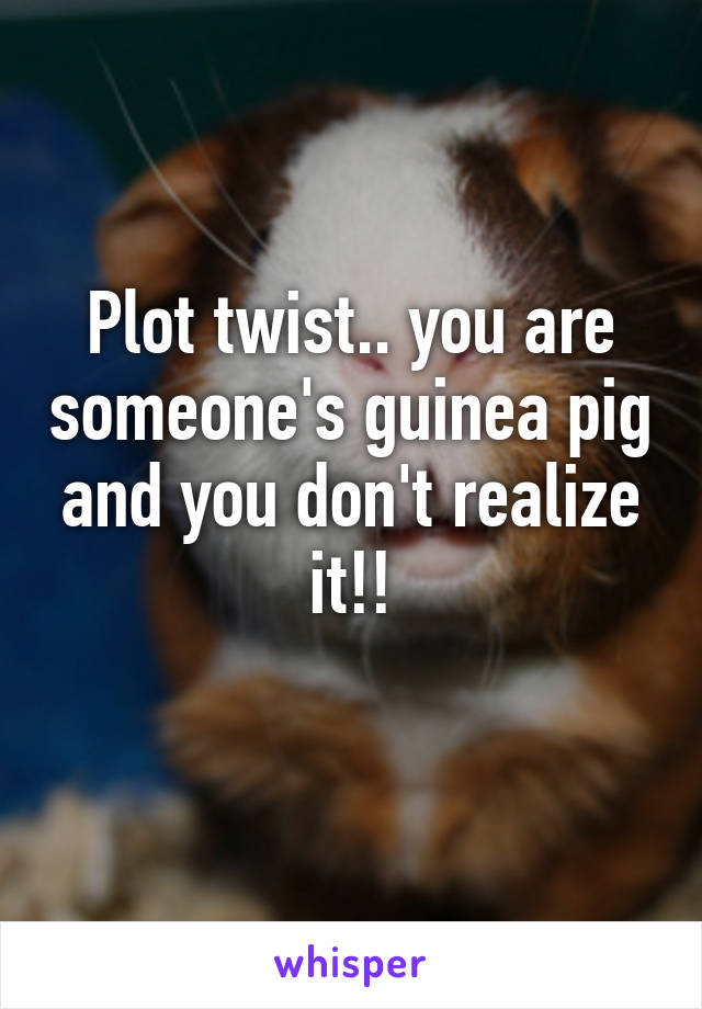 Plot twist.. you are someone's guinea pig and you don't realize it!!
