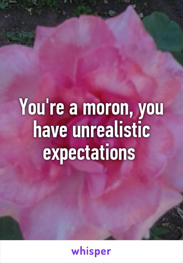 You're a moron, you have unrealistic expectations 