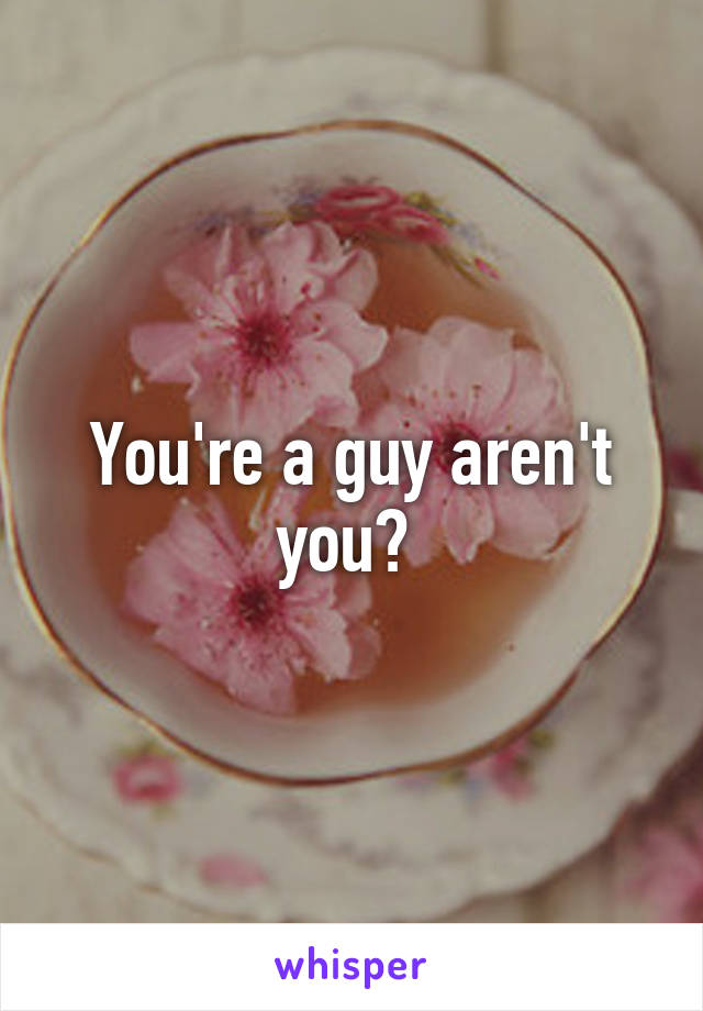 You're a guy aren't you? 