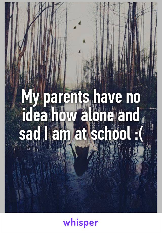 My parents have no idea how alone and sad I am at school :(