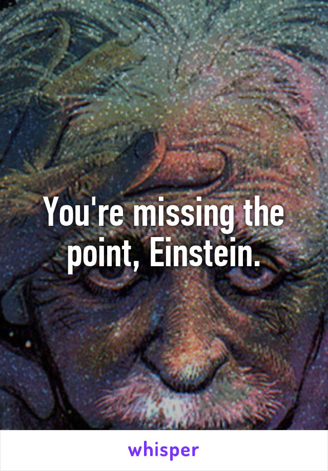 You're missing the point, Einstein.