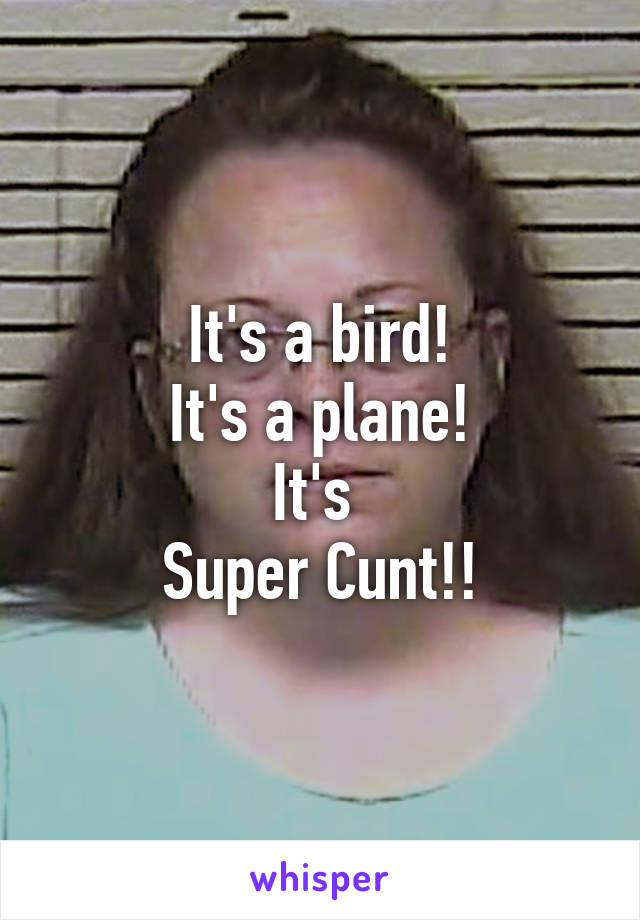 It's a bird!
It's a plane!
It's 
Super Cunt!!