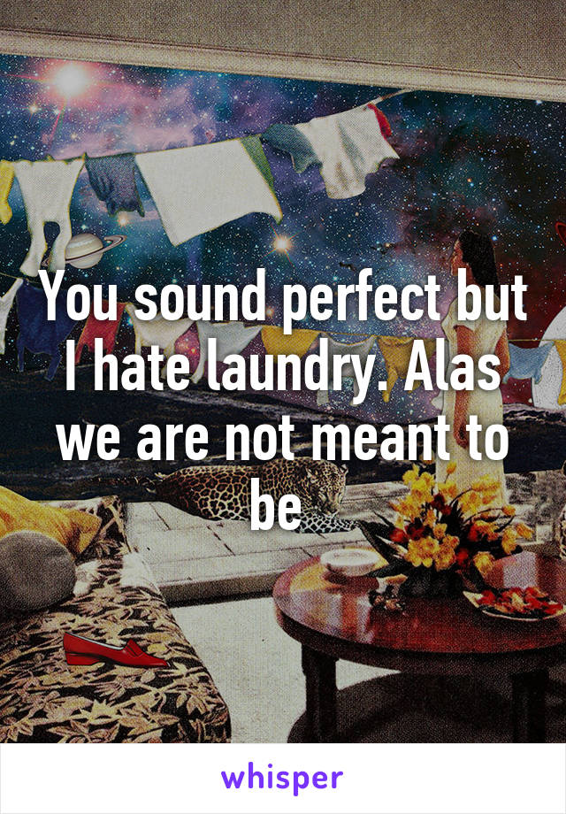 You sound perfect but I hate laundry. Alas we are not meant to be 