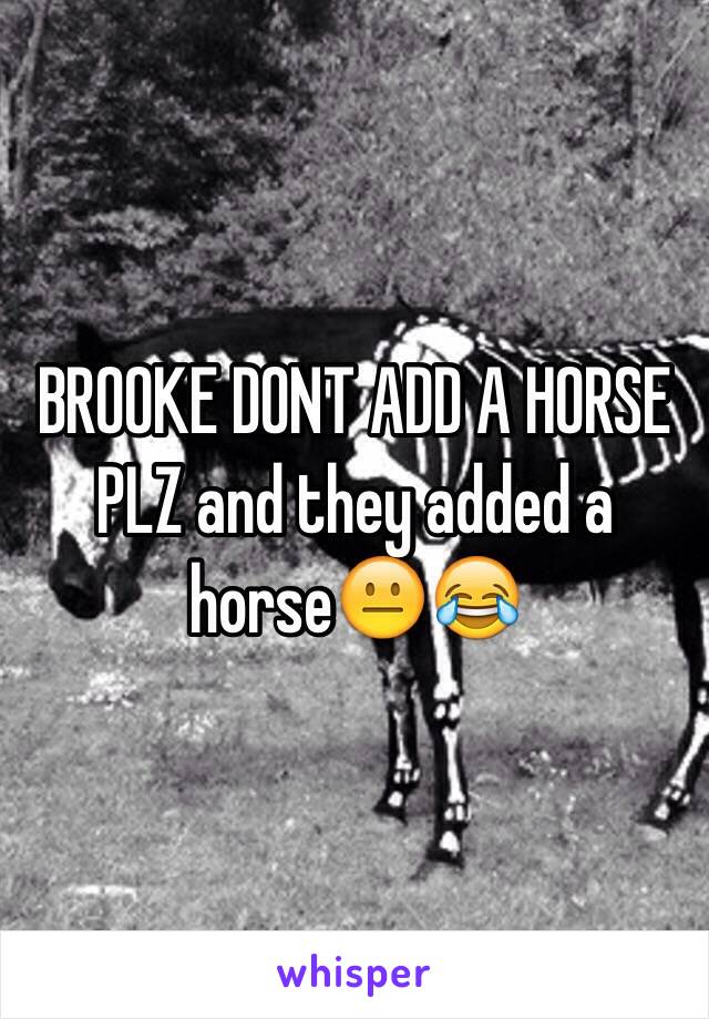 BROOKE DONT ADD A HORSE PLZ and they added a horse😐😂