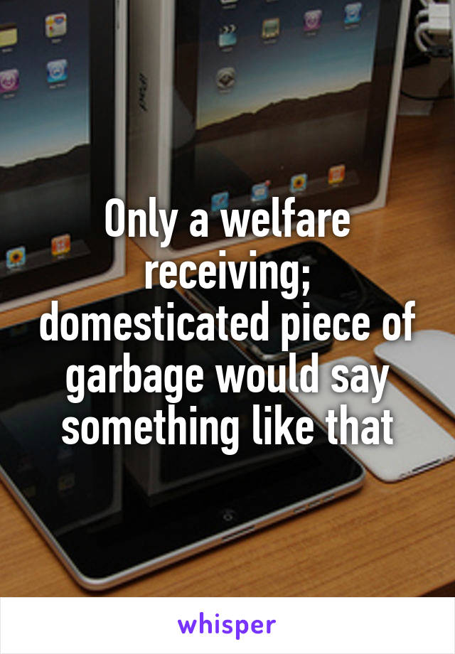 Only a welfare receiving; domesticated piece of garbage would say something like that