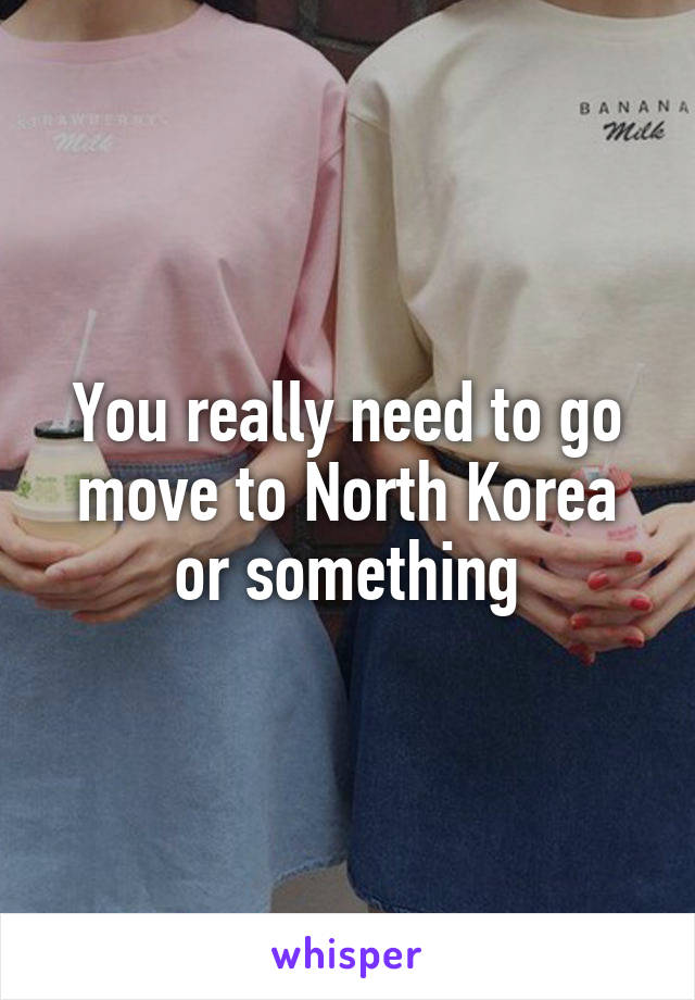 You really need to go move to North Korea or something