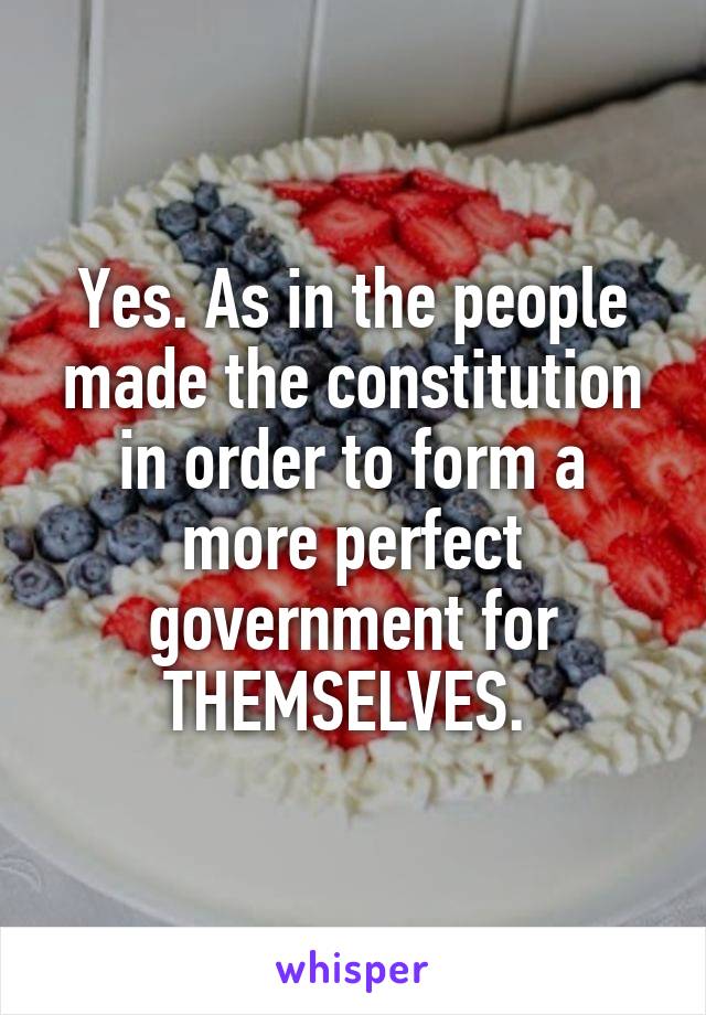 Yes. As in the people made the constitution in order to form a more perfect government for THEMSELVES. 