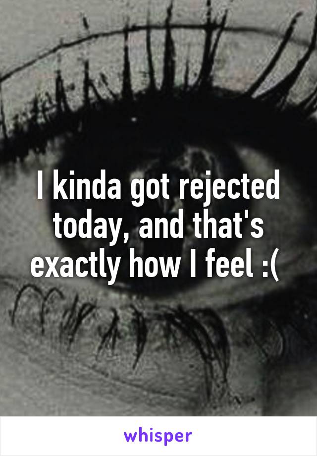 I kinda got rejected today, and that's exactly how I feel :( 