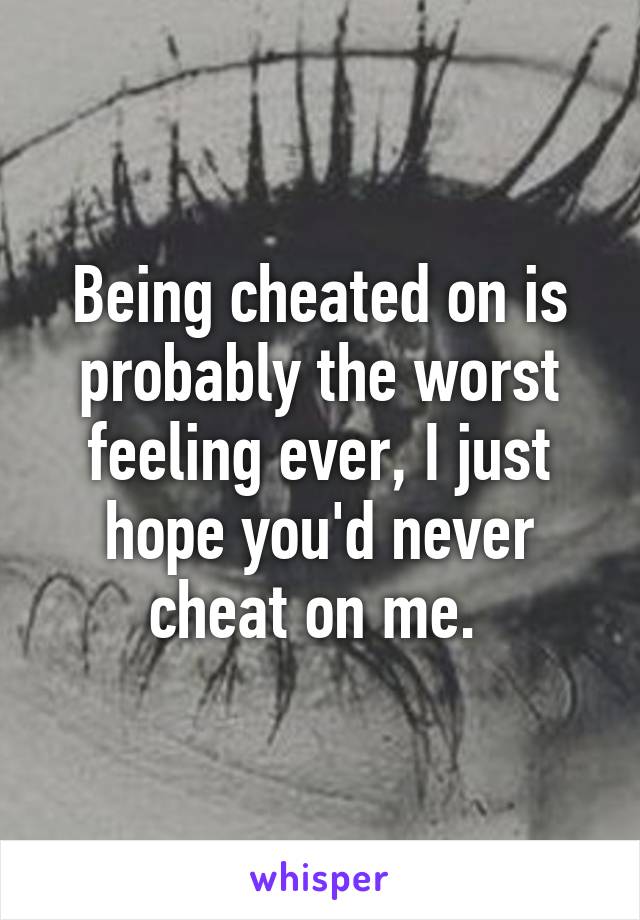 Being cheated on is probably the worst feeling ever, I just hope you'd never cheat on me. 