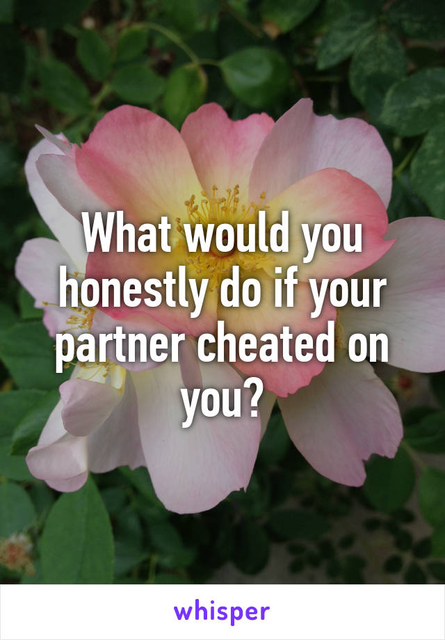 What would you honestly do if your partner cheated on you?