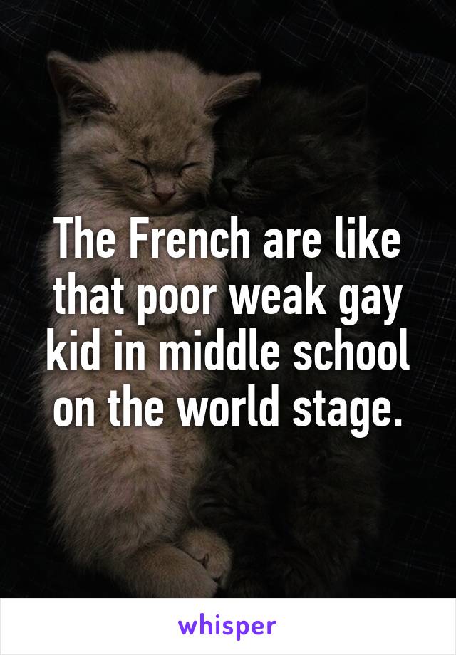The French are like that poor weak gay kid in middle school on the world stage.