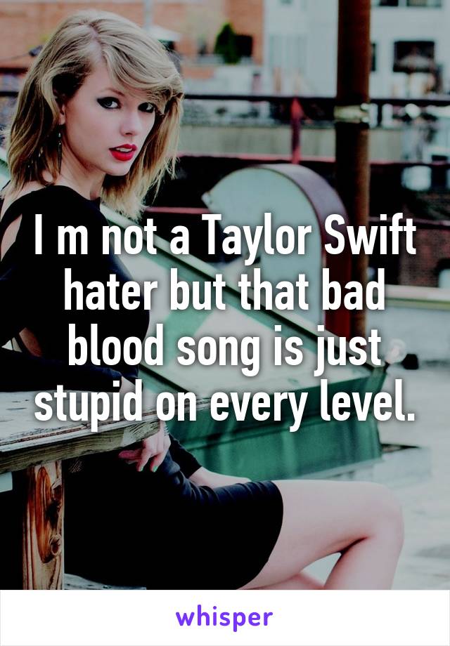 I m not a Taylor Swift hater but that bad blood song is just stupid on every level.