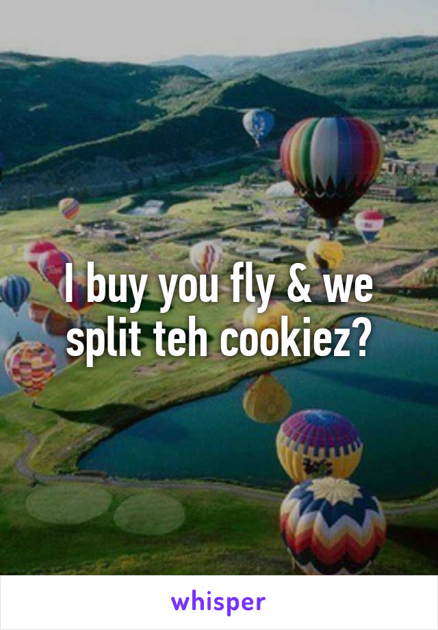 I buy you fly & we split teh cookiez?