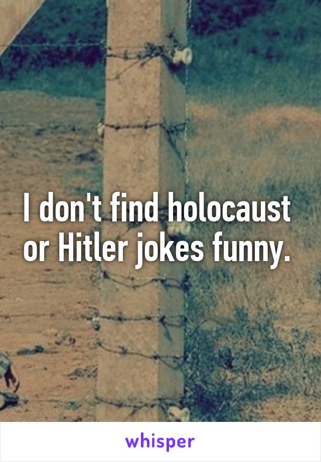I don't find holocaust  or Hitler jokes funny. 