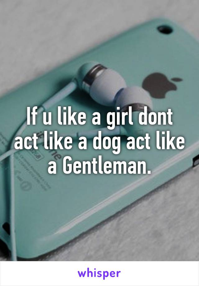 If u like a girl dont act like a dog act like a Gentleman.