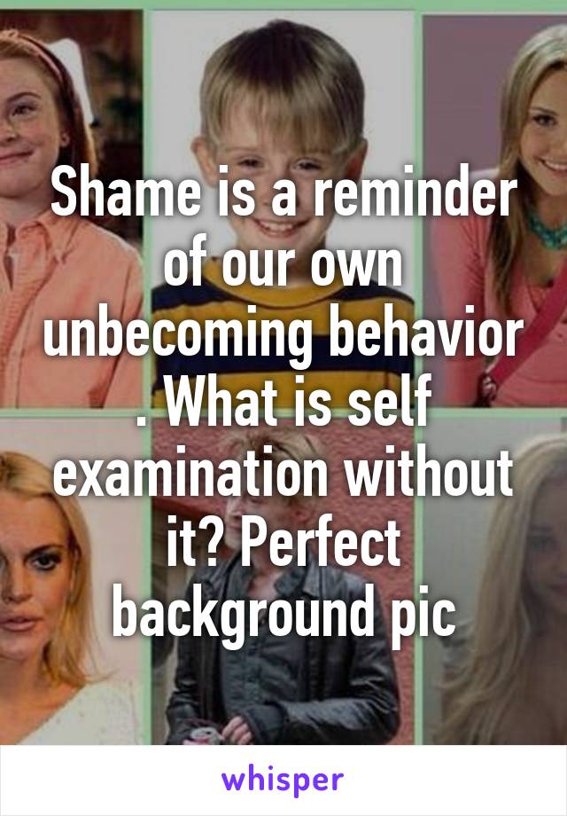 Shame is a reminder of our own unbecoming behavior . What is self examination without it? Perfect background pic