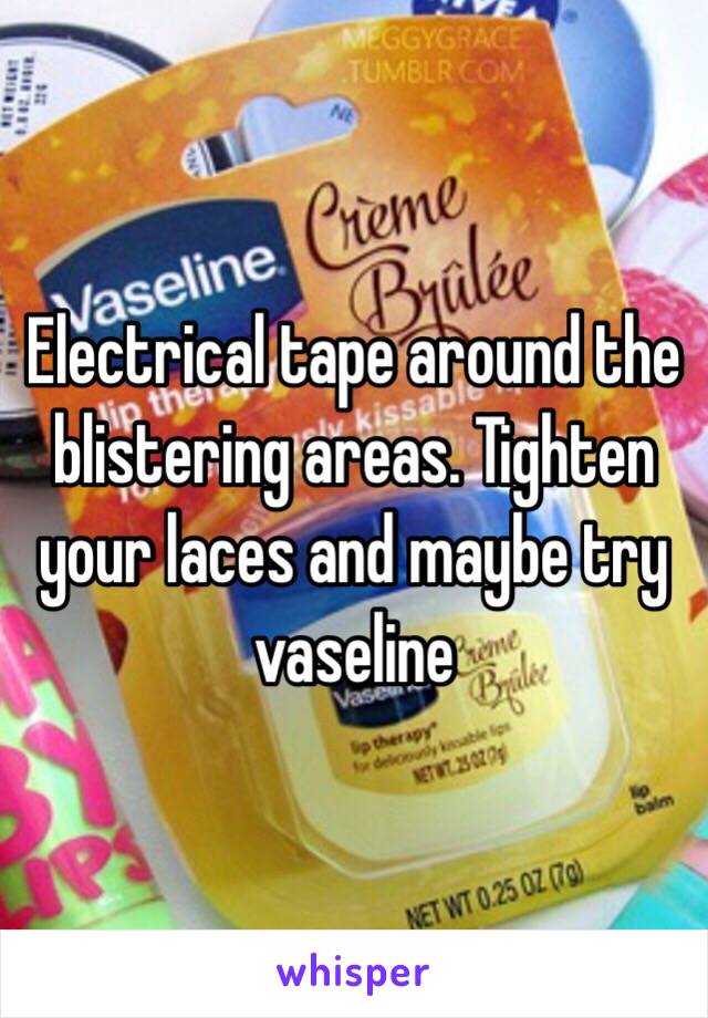 Electrical tape around the blistering areas. Tighten your laces and maybe try vaseline