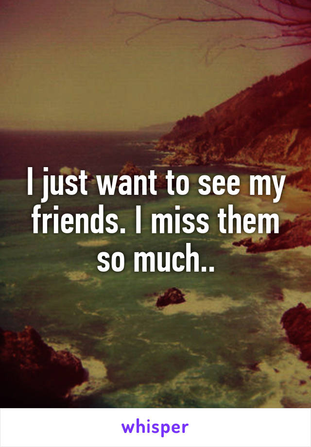 I just want to see my friends. I miss them so much..