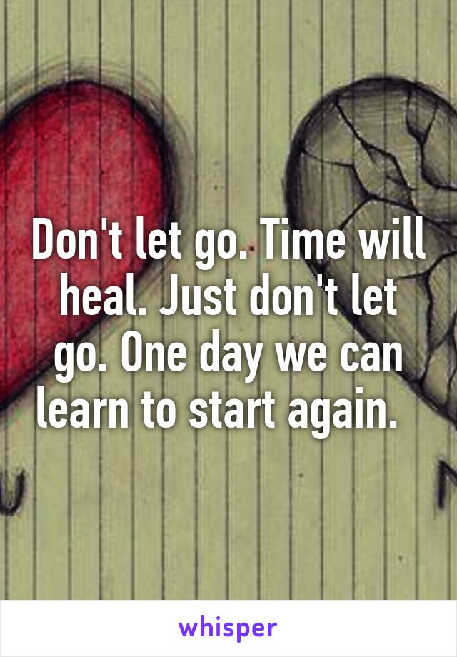 Don't let go. Time will heal. Just don't let go. One day we can learn to start again.  