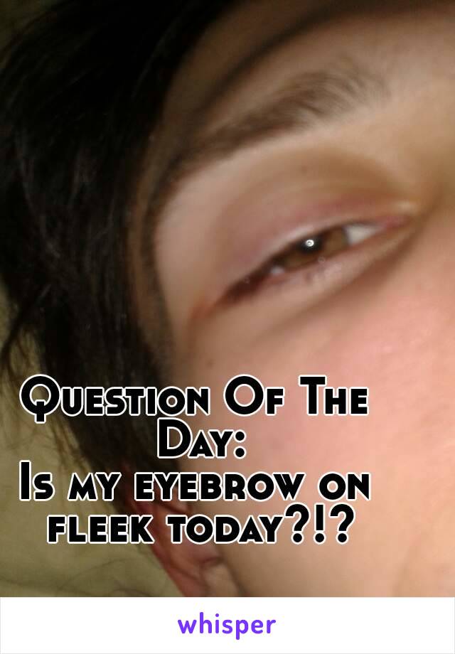 Question Of The Day:
Is my eyebrow on fleek today?!? 