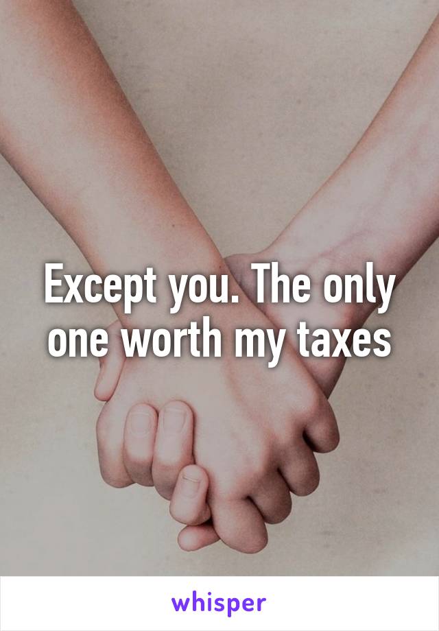 Except you. The only one worth my taxes