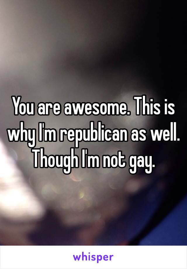 You are awesome. This is why I'm republican as well. Though I'm not gay. 