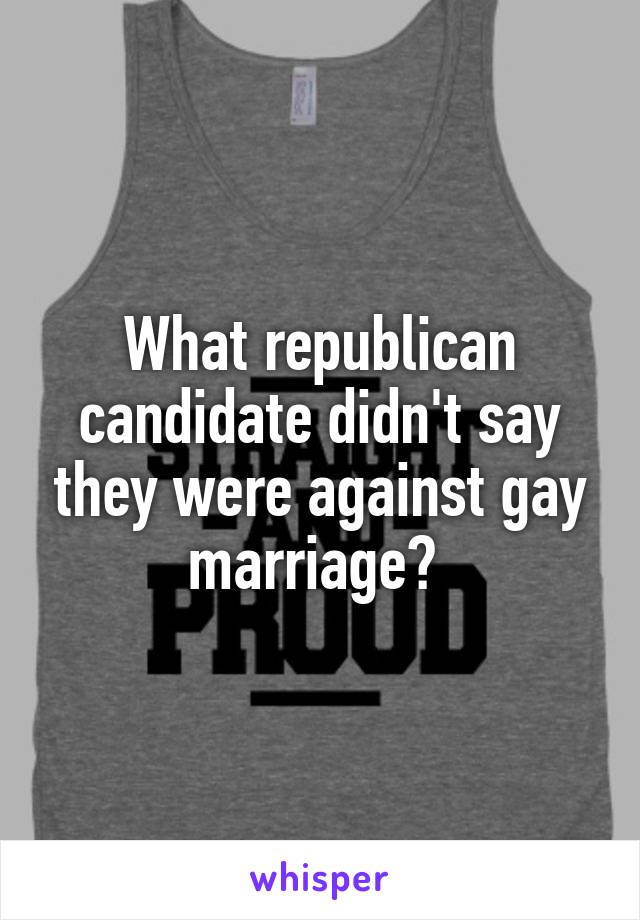 What republican candidate didn't say they were against gay marriage? 