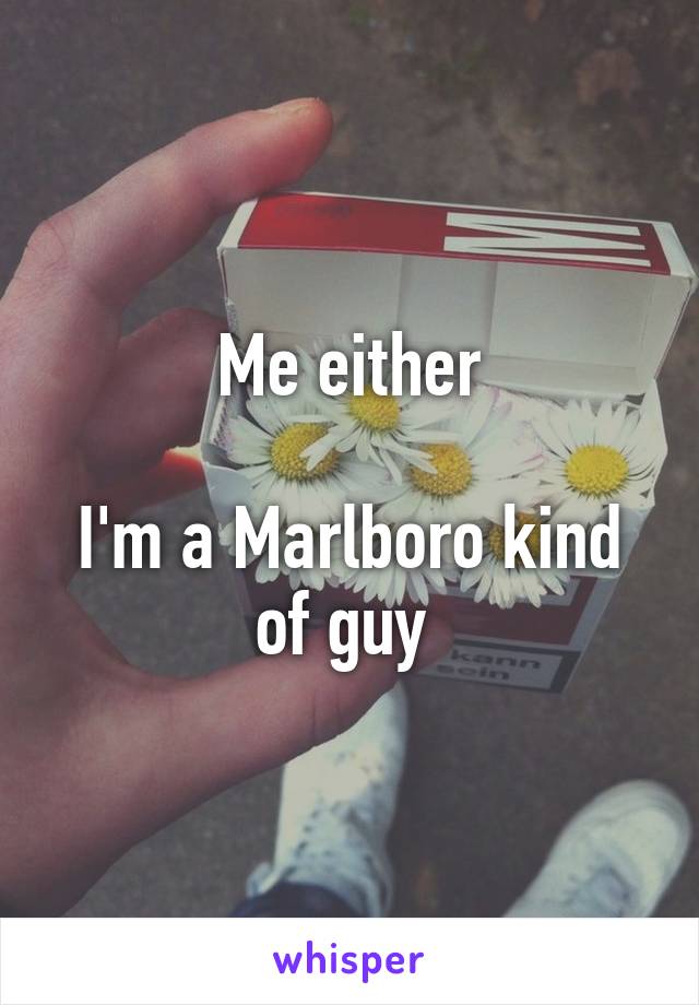 Me either

I'm a Marlboro kind of guy 