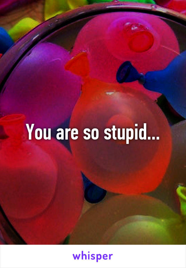 You are so stupid...