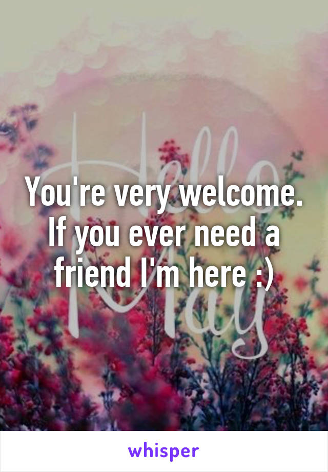 You're very welcome. If you ever need a friend I'm here :)