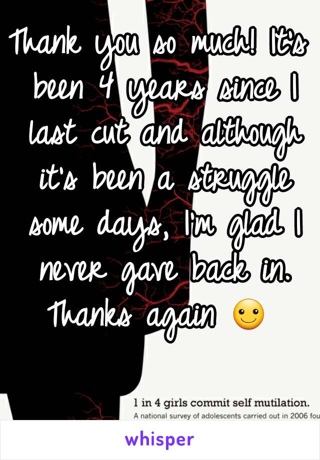 Thank you so much! It's been 4 years since I last cut and although it's been a struggle some days, I'm glad I never gave back in. Thanks again ☺ 