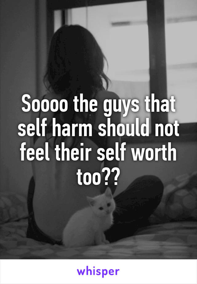 Soooo the guys that self harm should not feel their self worth too??