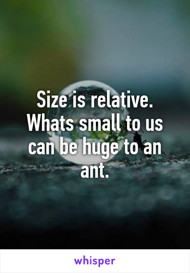 Size is relative. Whats small to us can be huge to an ant.