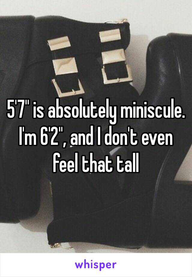 5'7" is absolutely miniscule.
I'm 6'2", and I don't even feel that tall