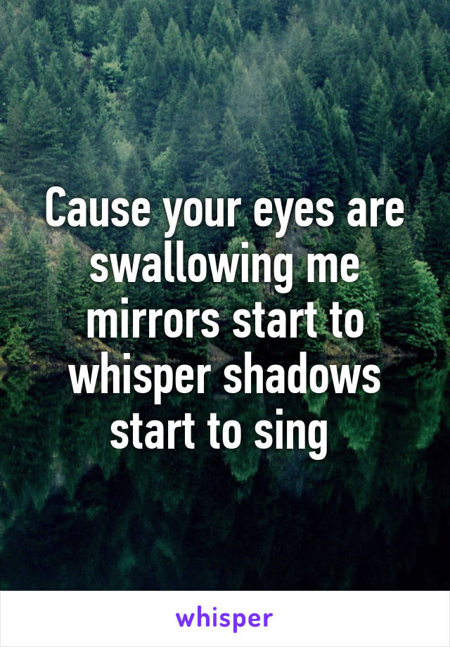 Cause your eyes are swallowing me mirrors start to whisper shadows start to sing 