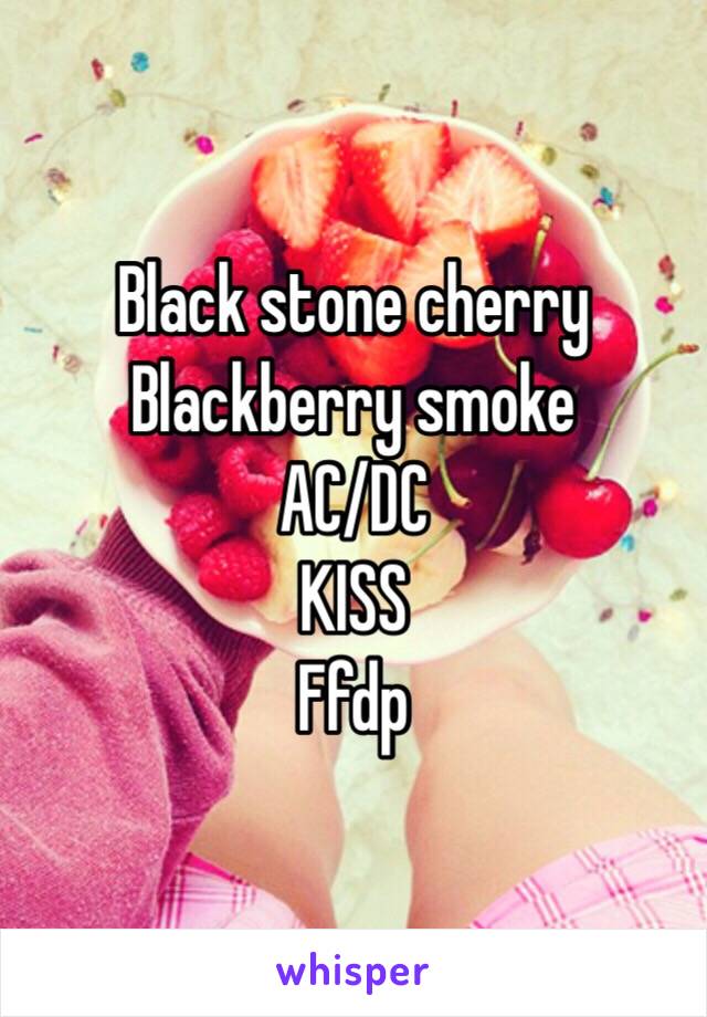 Black stone cherry 
Blackberry smoke
AC/DC 
KISS 
Ffdp
