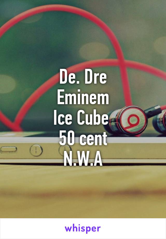 De. Dre
Eminem
Ice Cube 
50 cent
N.W.A