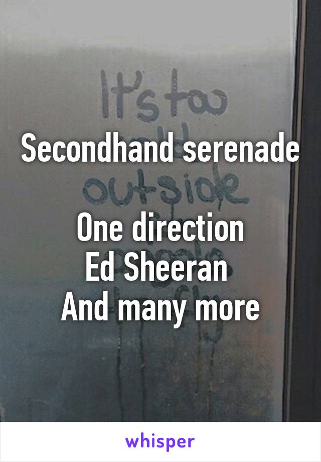 Secondhand serenade 
One direction
Ed Sheeran 
And many more