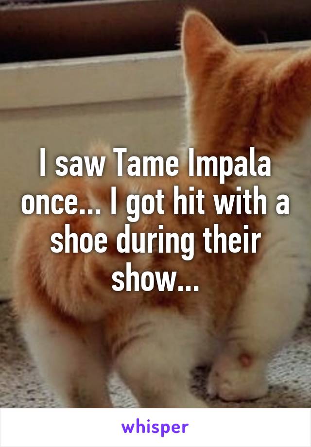 I saw Tame Impala once... I got hit with a shoe during their show...