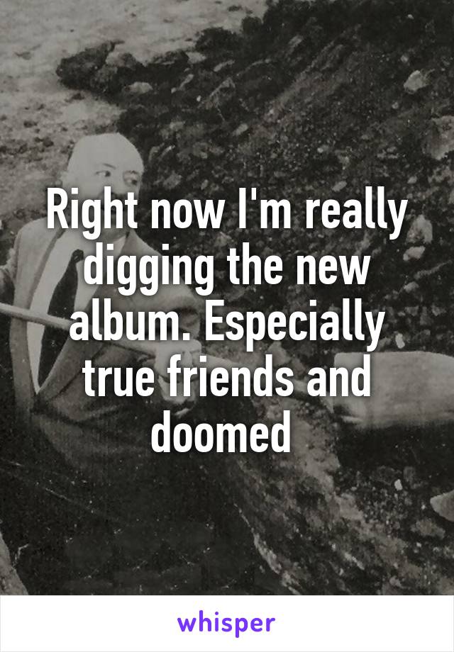 Right now I'm really digging the new album. Especially true friends and doomed 