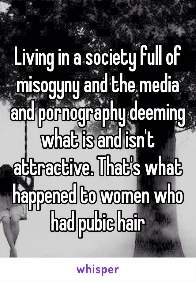 Living in a society full of misogyny and the media and pornography deeming what is and isn't attractive. That's what happened to women who had pubic hair  