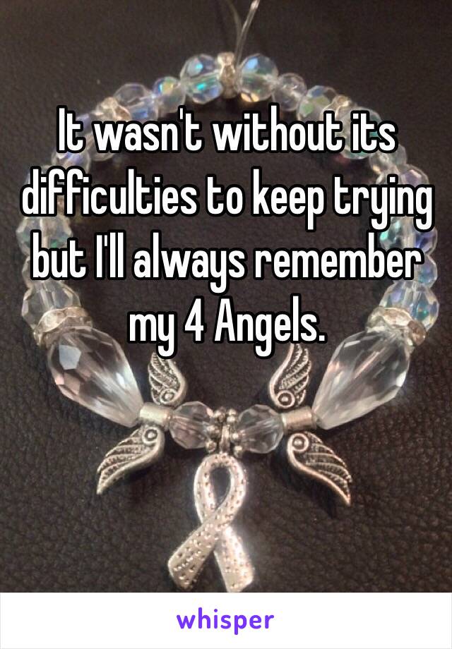 It wasn't without its difficulties to keep trying but I'll always remember my 4 Angels. 