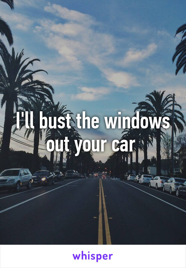 I'll bust the windows out your car 