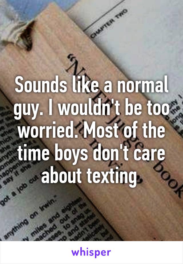 Sounds like a normal guy. I wouldn't be too worried. Most of the time boys don't care about texting 
