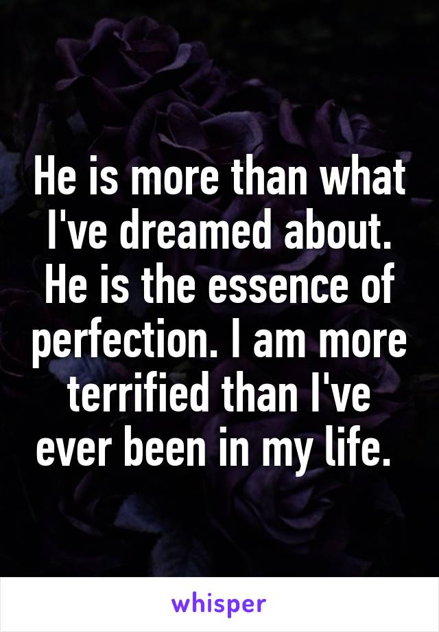 He is more than what I've dreamed about. He is the essence of perfection. I am more terrified than I've ever been in my life. 