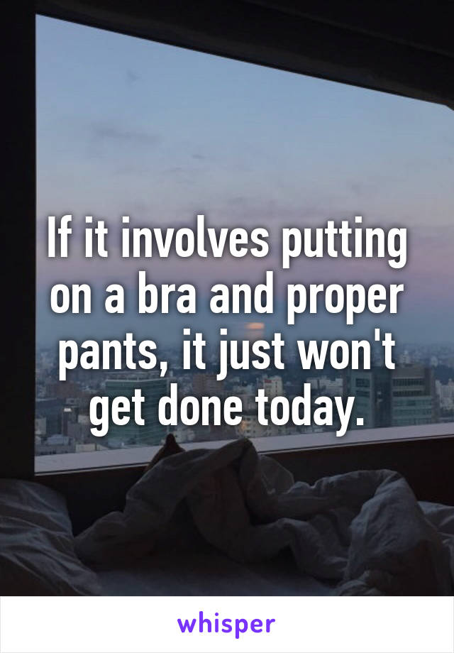 If it involves putting on a bra and proper pants, it just won't get done today.