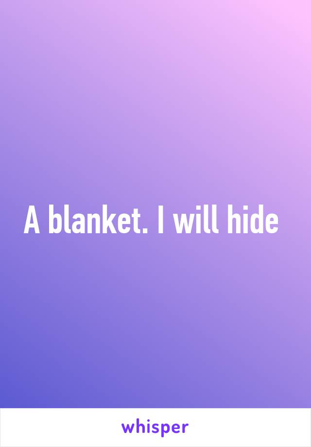A blanket. I will hide 