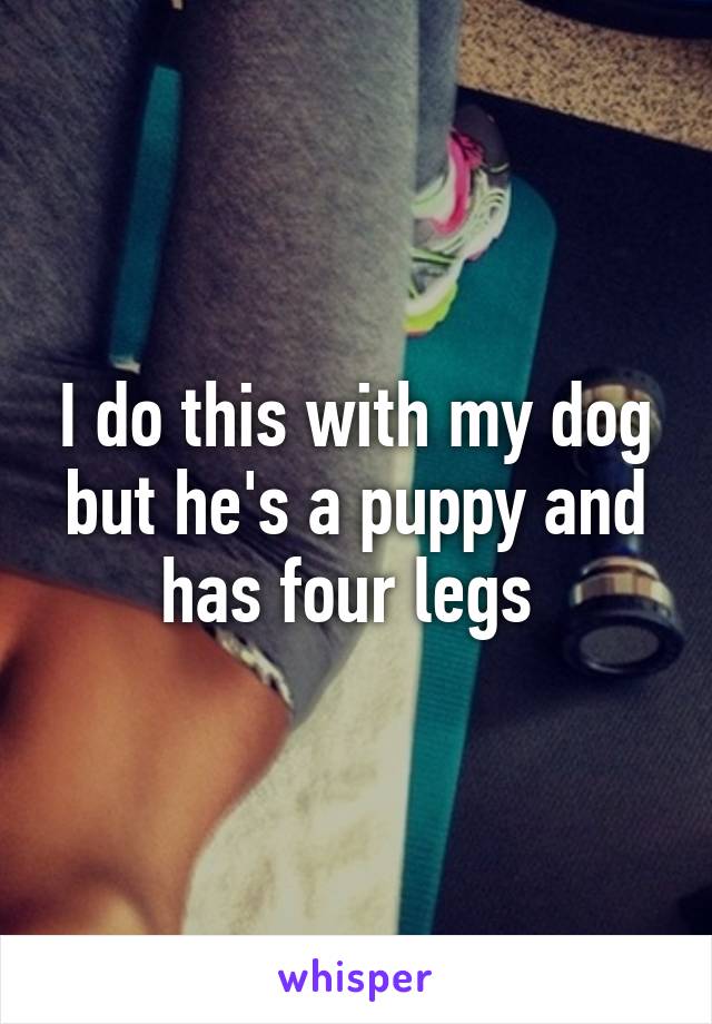 I do this with my dog but he's a puppy and has four legs 