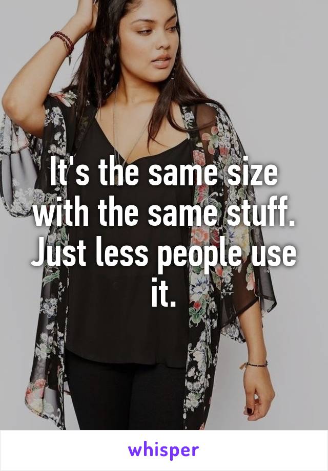 It's the same size with the same stuff. Just less people use it.