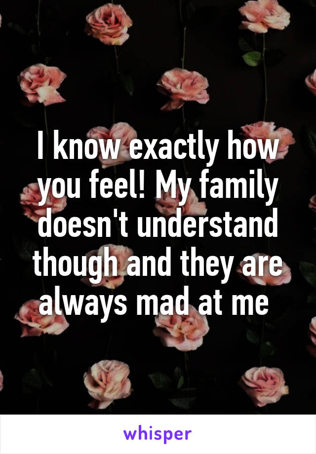 I know exactly how you feel! My family doesn't understand though and they are always mad at me 